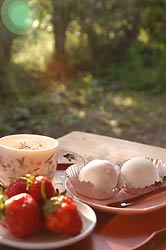 春のおやつ、イチゴ大福